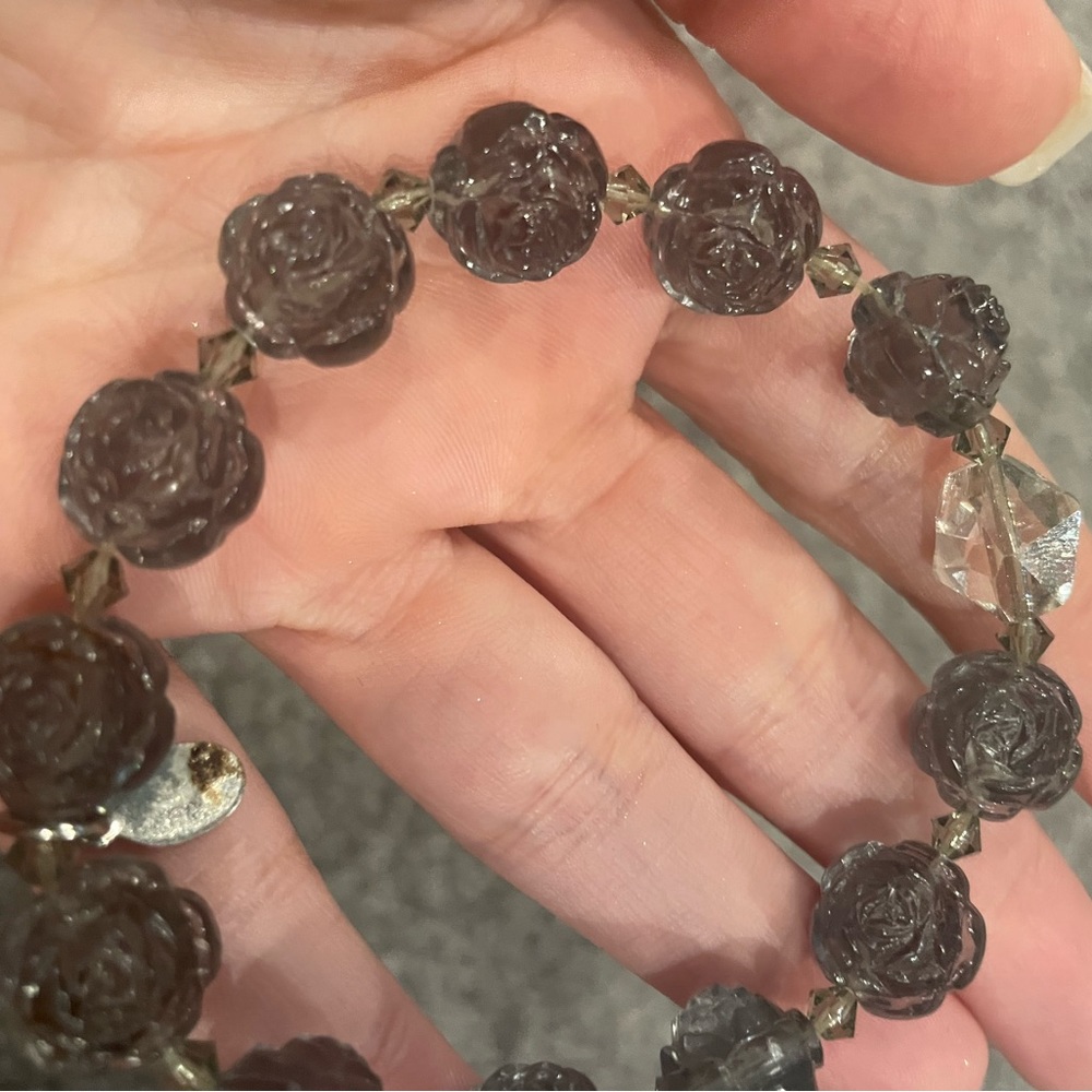 Tarina Tarantino gray Lucite rosettes